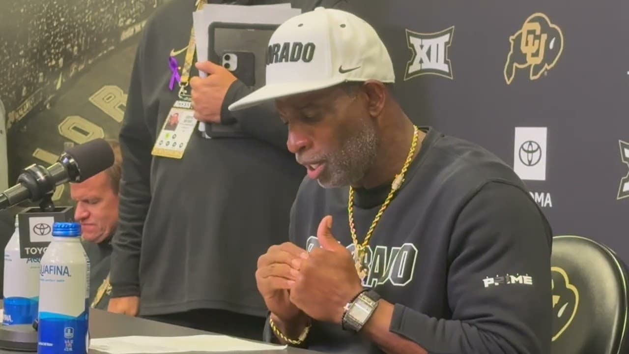  Deion 'Coach Prime' Sanders following Colorado's 24-17 win over No. 22 Iowa State